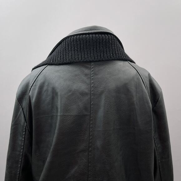 ett:twa by Anthropologie Sweater Trimmed Faux Leather Jacket Black Women's Large - Picture 11 of 15